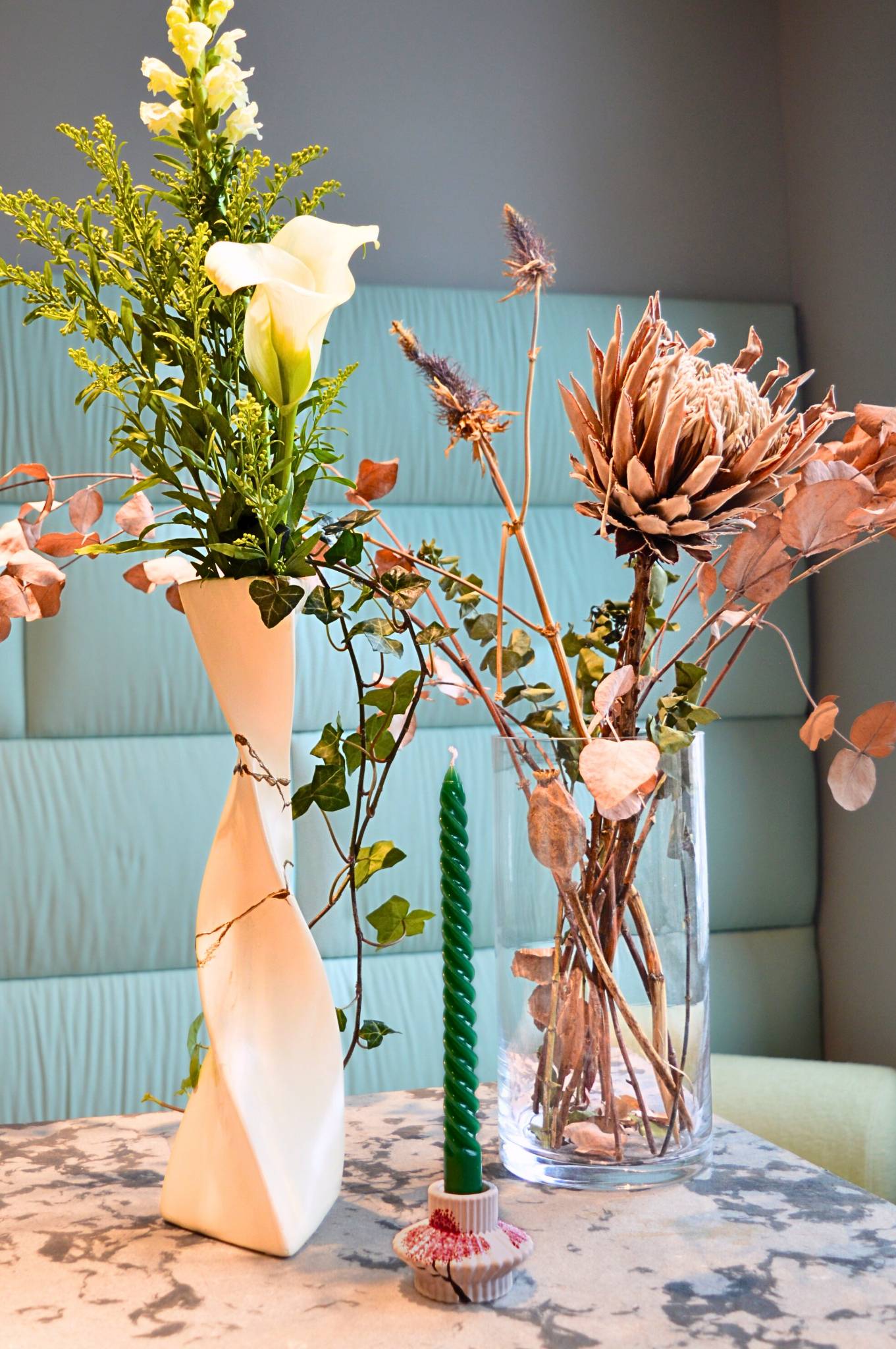 Kintsugi ceramic vase "Ivory"